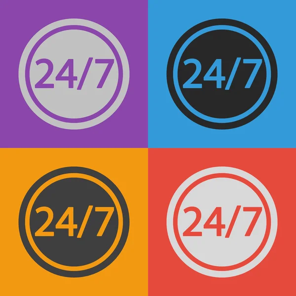 24 uur per dag en 7 dagen een week-pictogram. — Stockvector