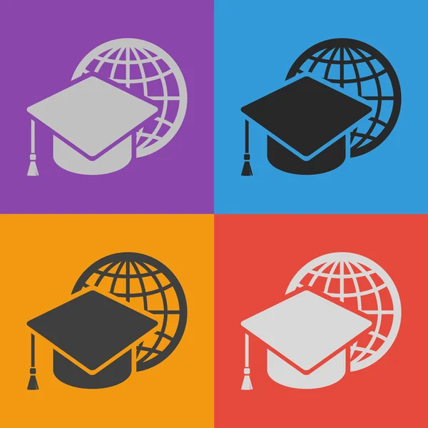 Graduatie cap pictogram — Stockvector