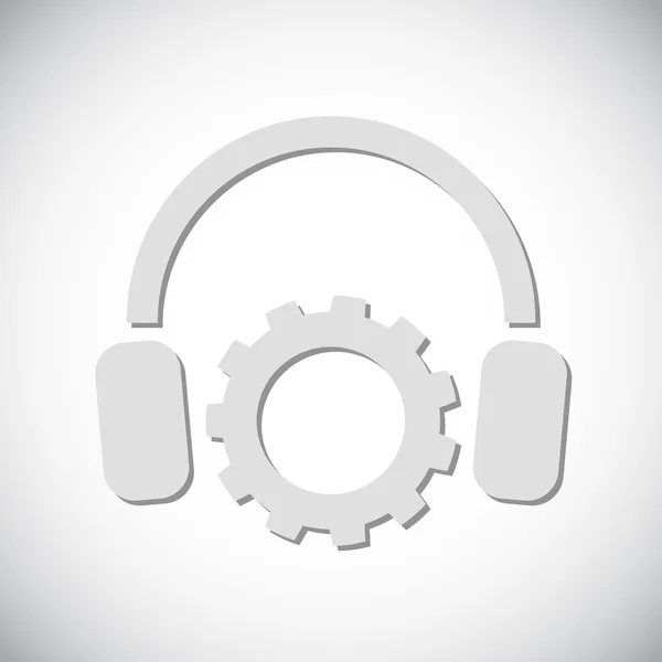 Gear with headphones icon — Stock Vector