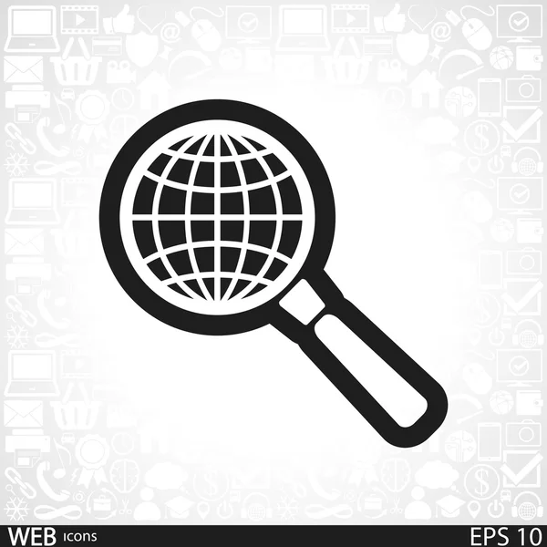 Earth with magnifying glass search icon — Stock Vector