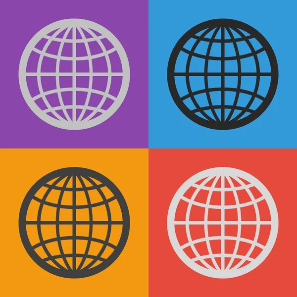 Globe Icon Design plat — Image vectorielle