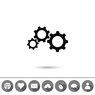 dişli simgesi. Düz tasarım biçimi