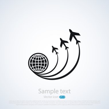 uçak simgesi üzerinde dünya çapında seyahat