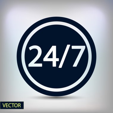 24 saat ve 7 gün bir hafta simgesi.