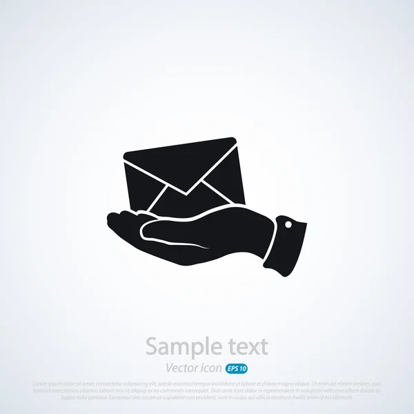 E-Mail en icono de la mano — Vector de stock