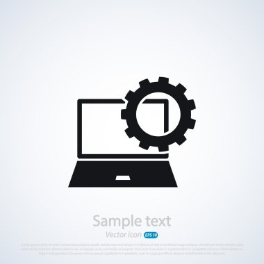dişli ile dizüstü bilgisayar simgesi