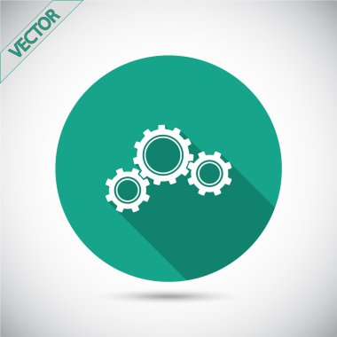 dişli simgesi. Düz tasarım biçimi