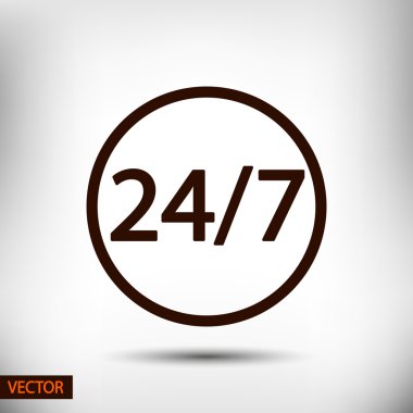 24 Saat 7 gün bir hafta simgesi.