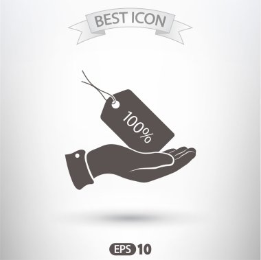 yüzde yüz etiketi simgesi