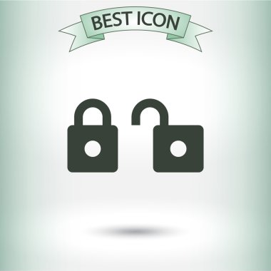 Kilit simgesi. Düz tasarım stili