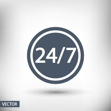 24 Saat 7 gün bir hafta simgesi.