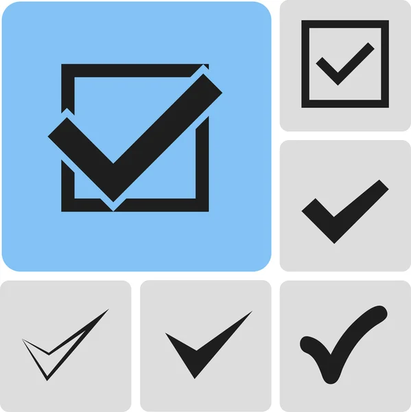 Confirmar conjunto de iconos. Estilo de diseño plano — Archivo Imágenes Vectoriales