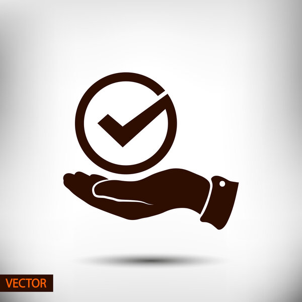 Confirm icon. Flat design style