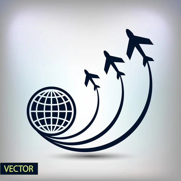 Globo com ícone de avião — Vetor de Stock