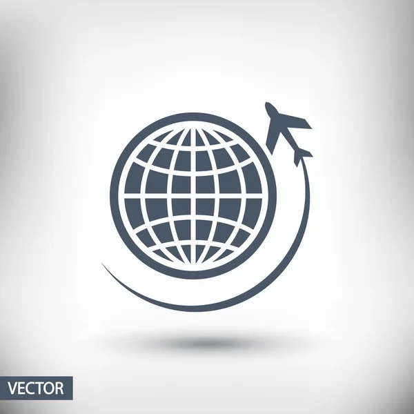 Globo con icono de avión — Vector de stock