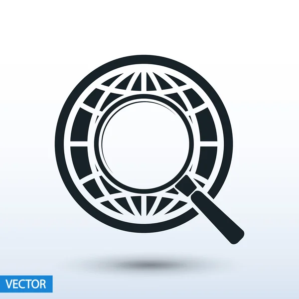 Earth with magnifying glass search icon — Stock Vector