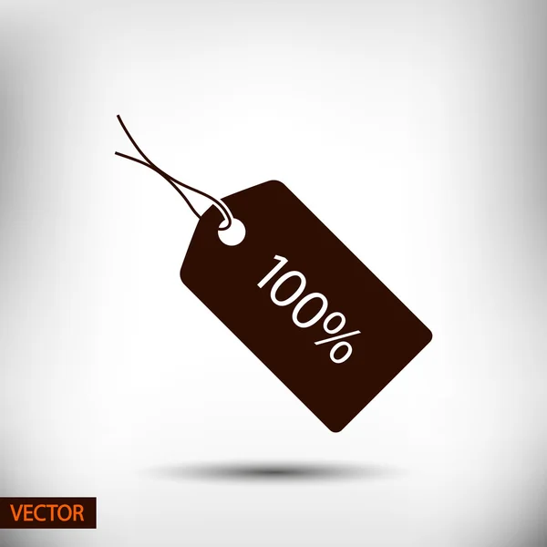 Ícone de tag de 100% — Vetor de Stock