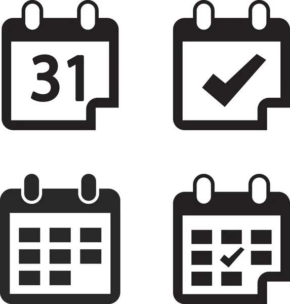 Calendario icono conjunto Estilo de diseño plano — Vector de stock