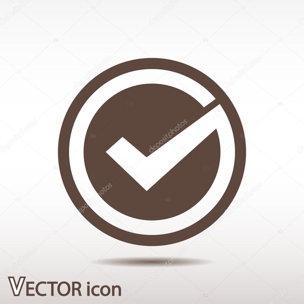 Confirm icon. Flat design style