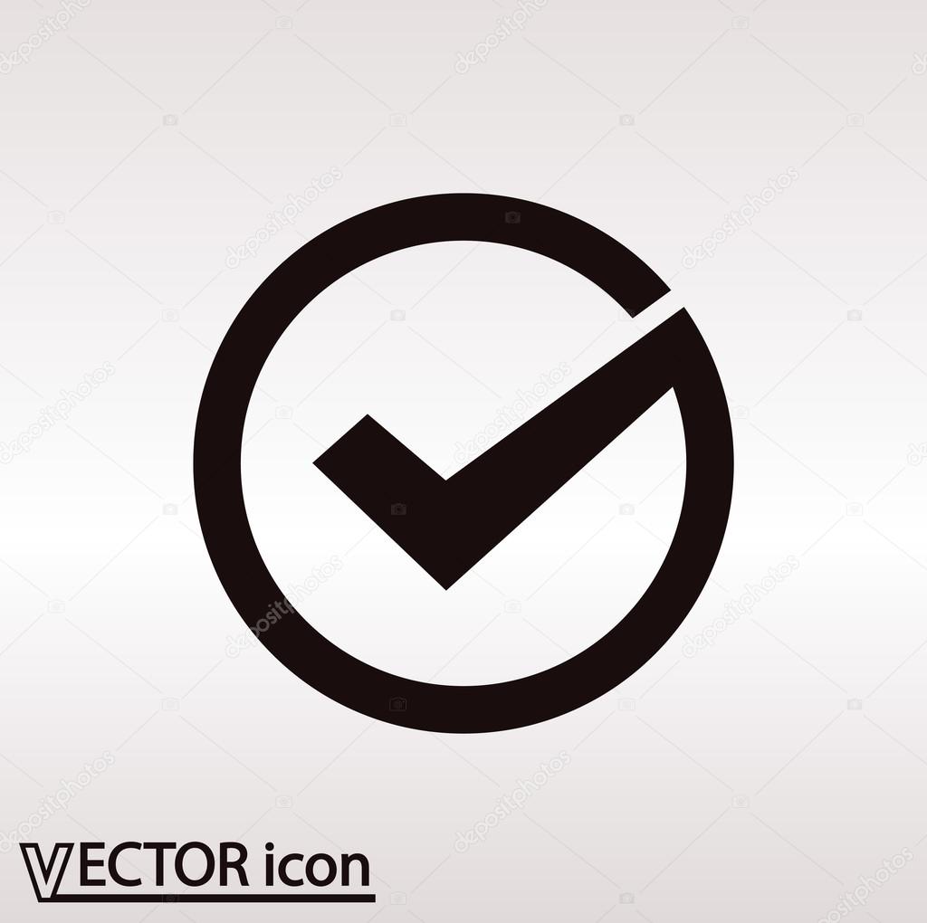 Confirm icon. Flat design style