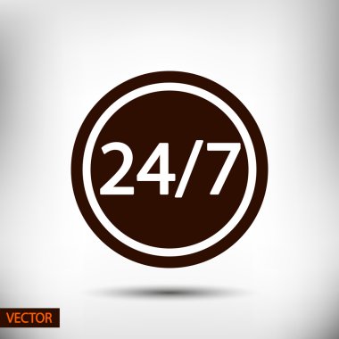 24 Saat 7 gün bir hafta simgesi.