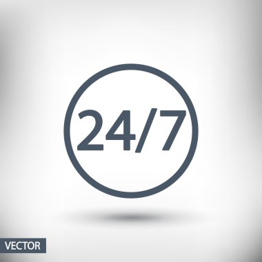 24 Saat 7 gün bir hafta simgesi.