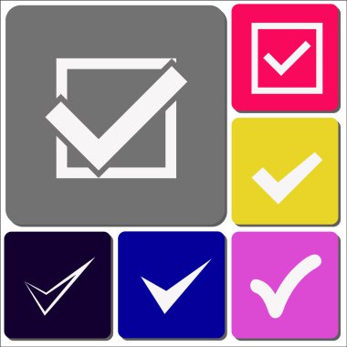 Icon set onaylayın. Düz tasarım stili