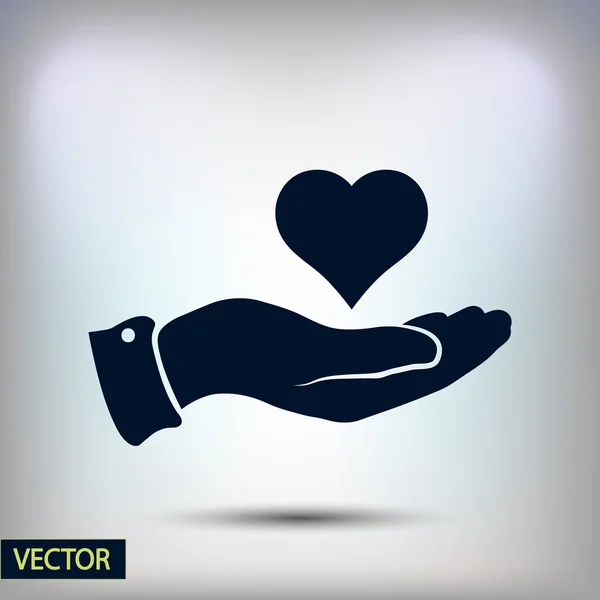 Hart in de hand pictogram — Stockvector