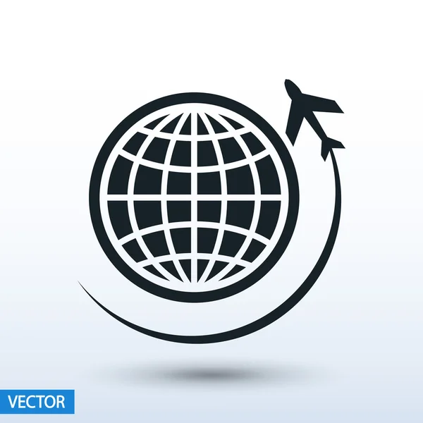 Globo com ícone de avião — Vetor de Stock