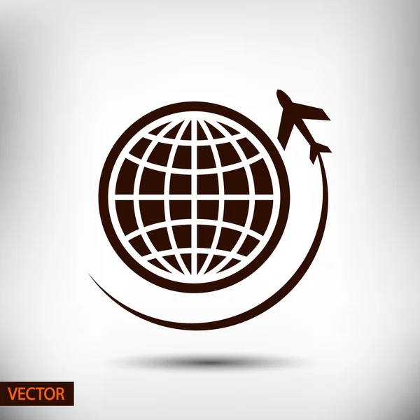 Globo con icono de avión — Vector de stock