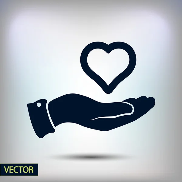 Hart in de hand pictogram — Stockvector