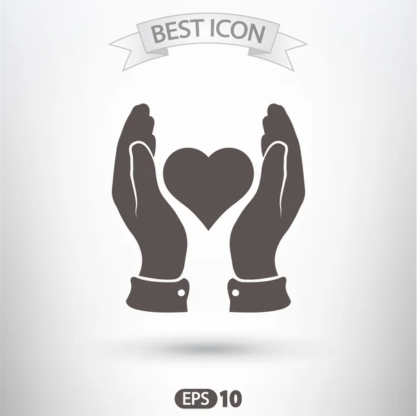 Srdce v ruce ikonu — Stockový vektor
