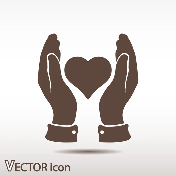 Hart in handen pictogram — Stockvector