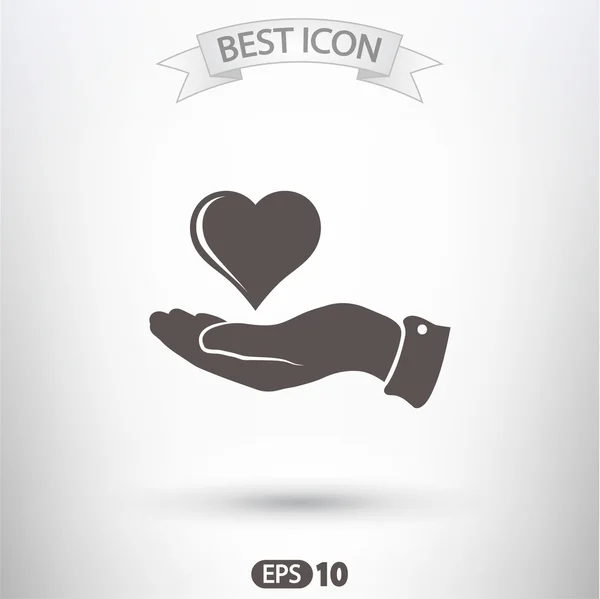 Hart in de hand pictogram — Stockvector