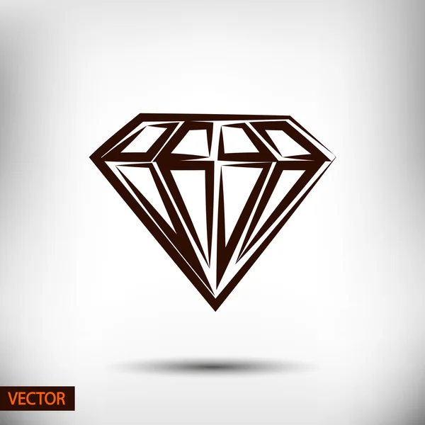 Icono plano de diamante — Vector de stock