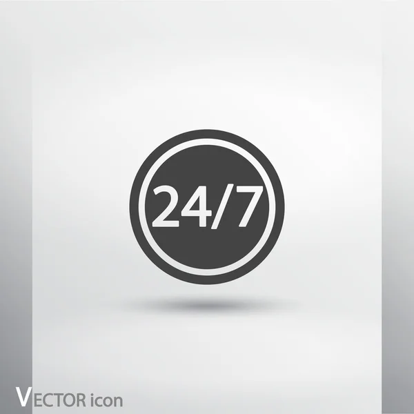 24 timmar om dygnet och 7 dagar en vecka-ikon. — Stock vektor