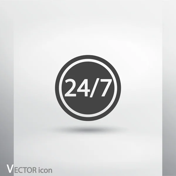 24 hours a day and 7 days a week icon. — Stock Vector