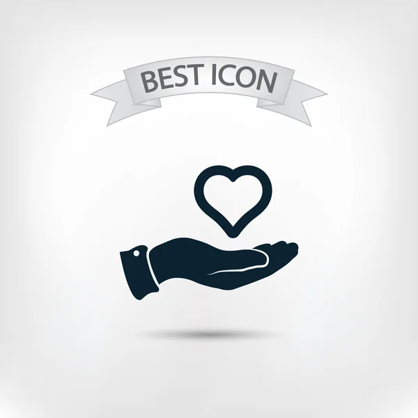 Corazón en la mano icono — Vector de stock