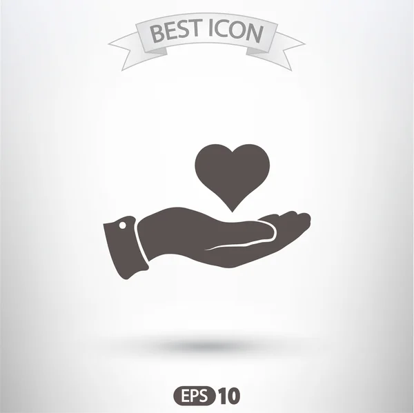 Heart in hand icon — Stock Vector