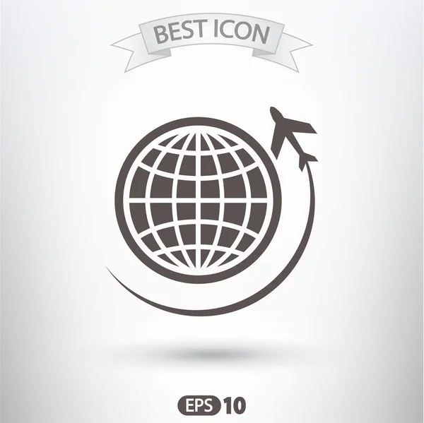 Globo con icono de avión — Vector de stock