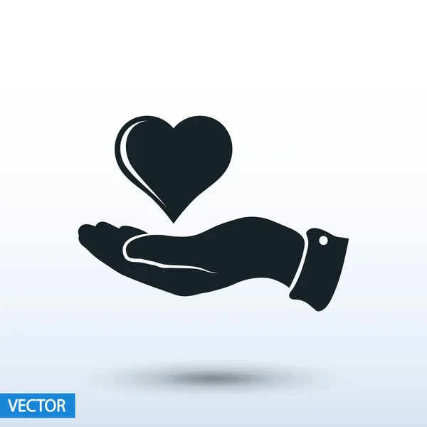 Hart in de hand pictogram — Stockvector