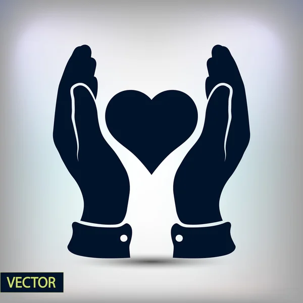 Hart in handen pictogram — Stockvector