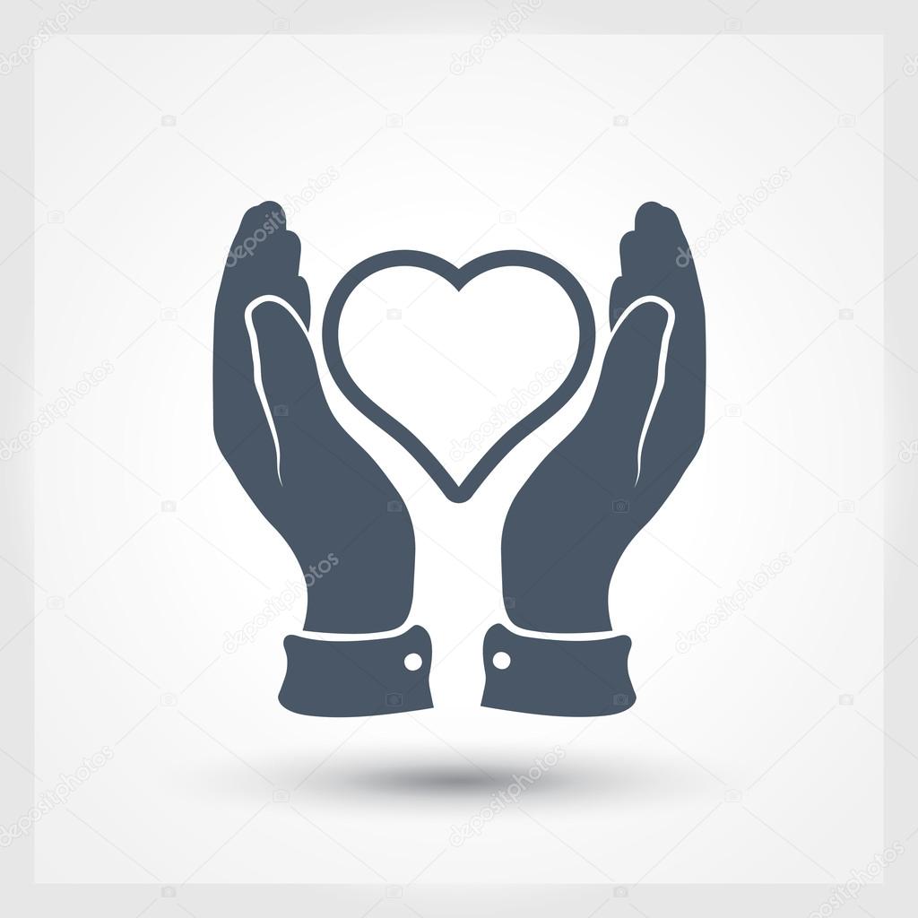 Heart in hands icon