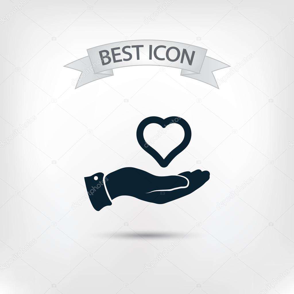 Heart in hand icon