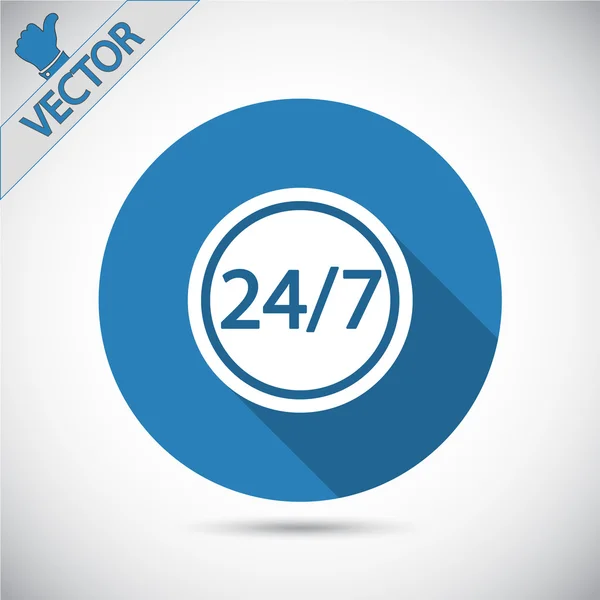 24 hours a day and 7 days a week icon. — Stock Vector