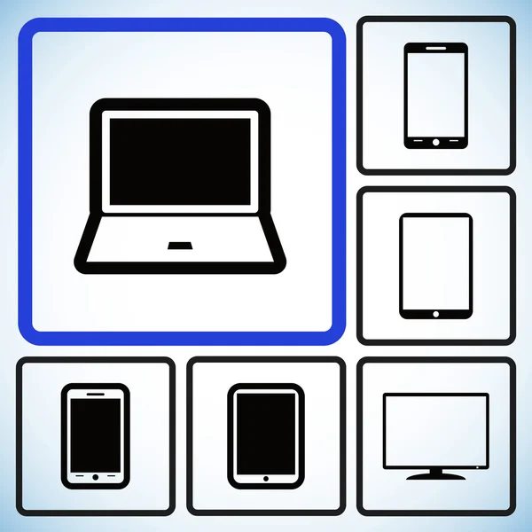 Imposta icone del dispositivo elettronico — Vettoriale Stock