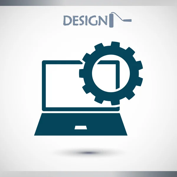 Icona del computer portatile con ingranaggio — Vettoriale Stock