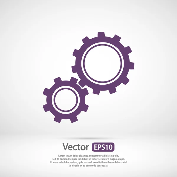 Gears pictogram, platte ontwerpstijl — Stockvector