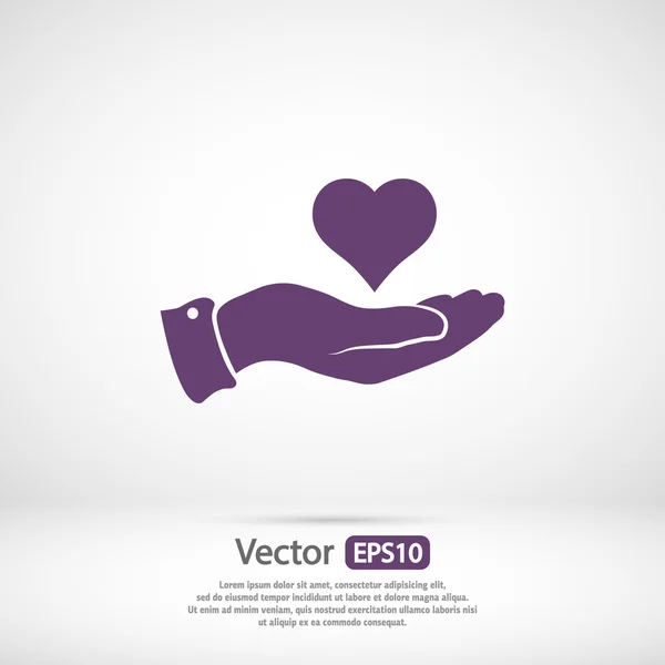 Corazón en la mano icono — Vector de stock