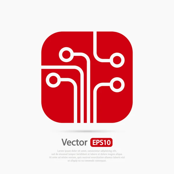 Placa de circuito, icono de la tecnología — Vector de stock